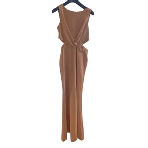 Lulu's Tan Twist-Front Maxi Dress